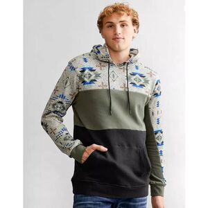 Departwest Buckle Native Aztec Hooded Sweatshirt Green Size Medium Western Cowbo